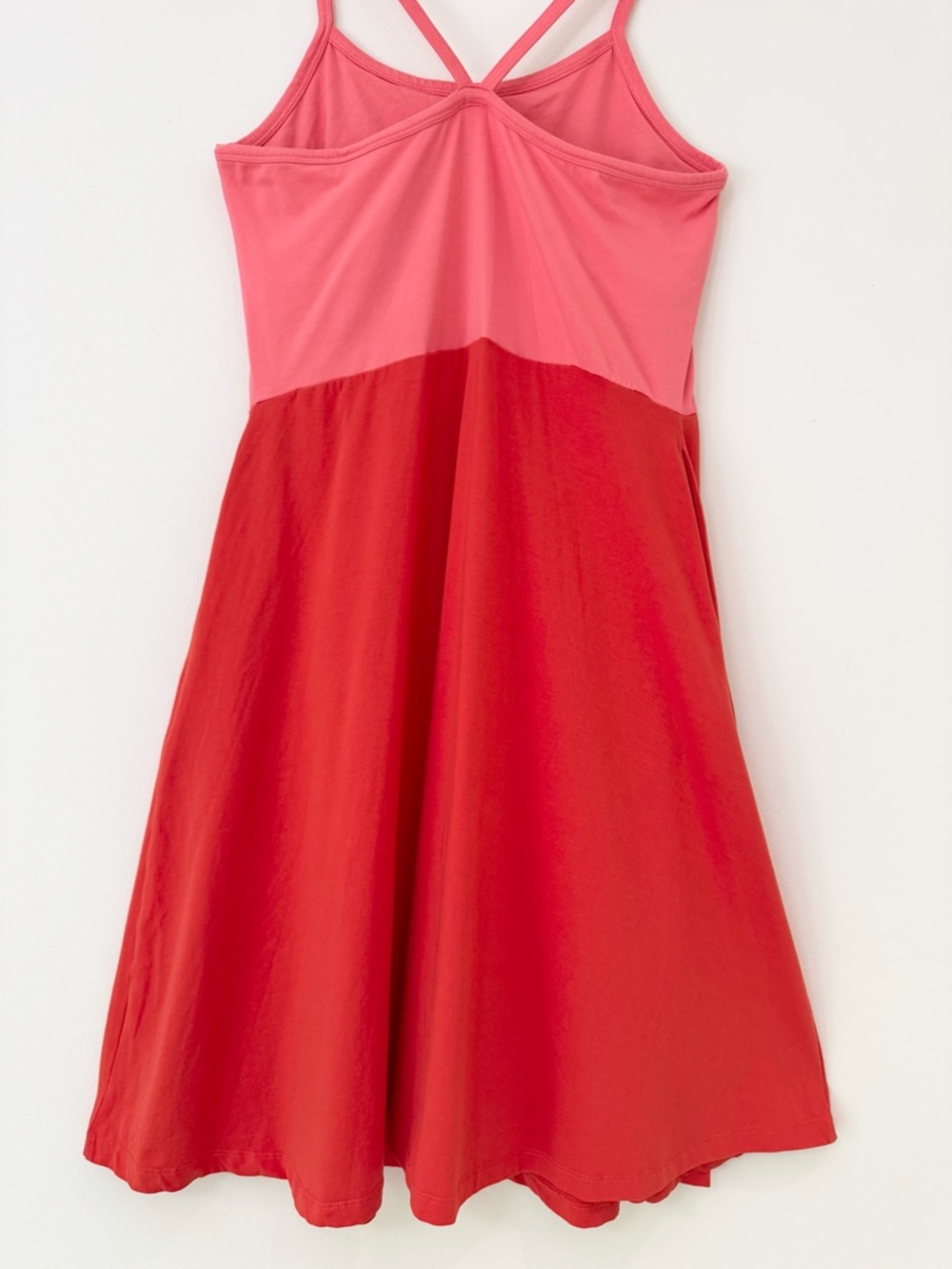 Pact Organic Cotton Fit & Flare Midi Dress - Pink/Red Colorblock, Size L - Picture 9 of 12
